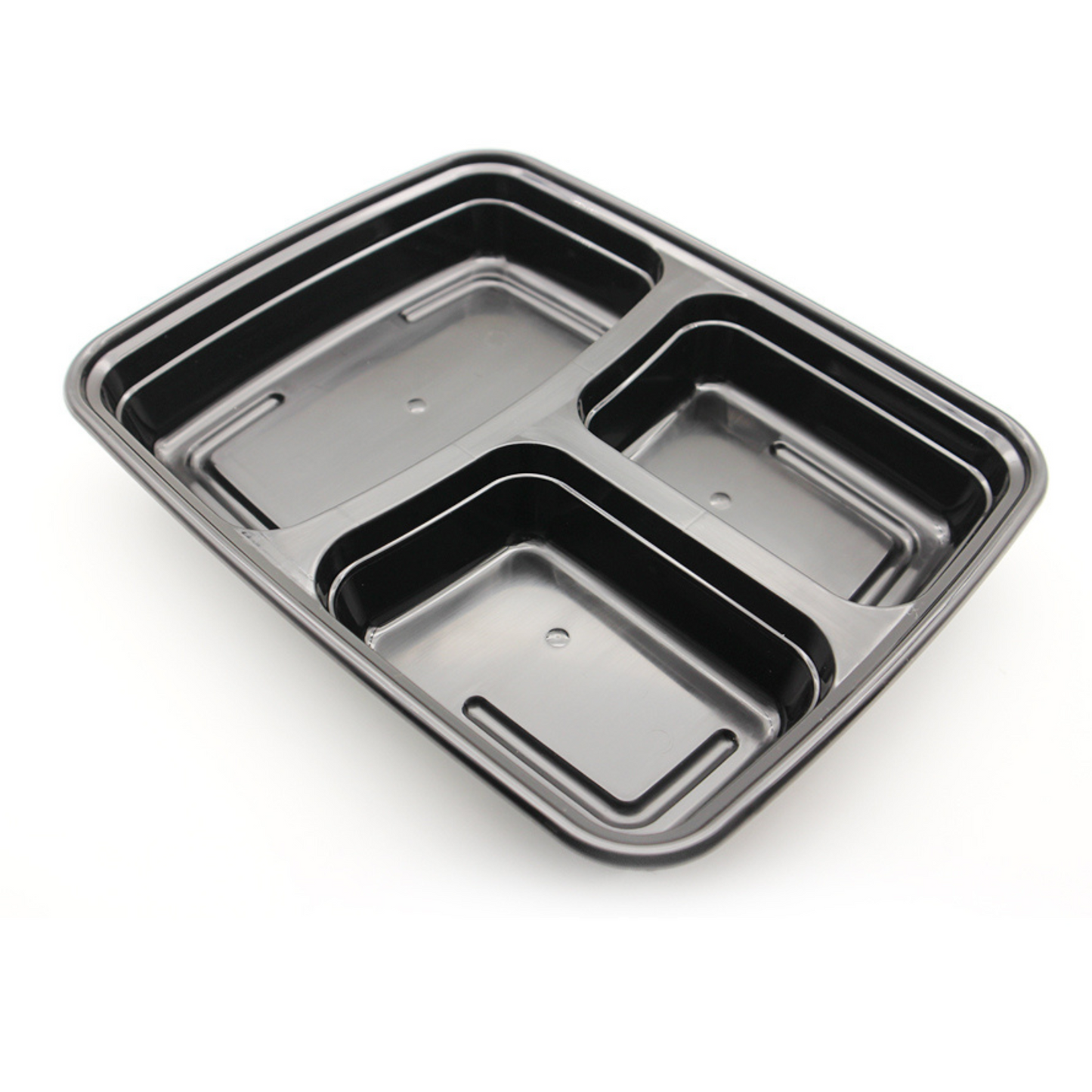 Heavy Duty 39 oz. 3 Compartment Rectangular Microwavable Container with Lid - 150/Case