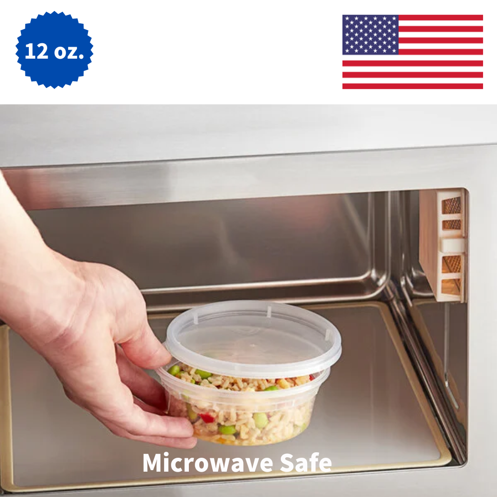 12 oz Microwavable Plastic Deli Food Storage Containers with Lids – Ideal for Soups, Sauces, Snacks – 240/Case