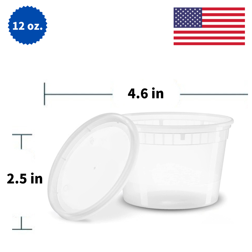 12 oz Microwavable Plastic Deli Food Storage Containers with Lids – Ideal for Soups, Sauces, Snacks – 240/Case