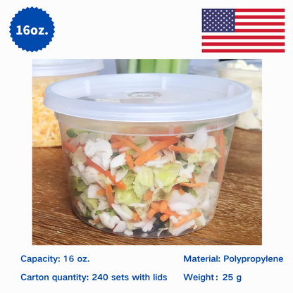 16 oz PP Deli Food Storage Cups with Lids | Bulk Wholesale