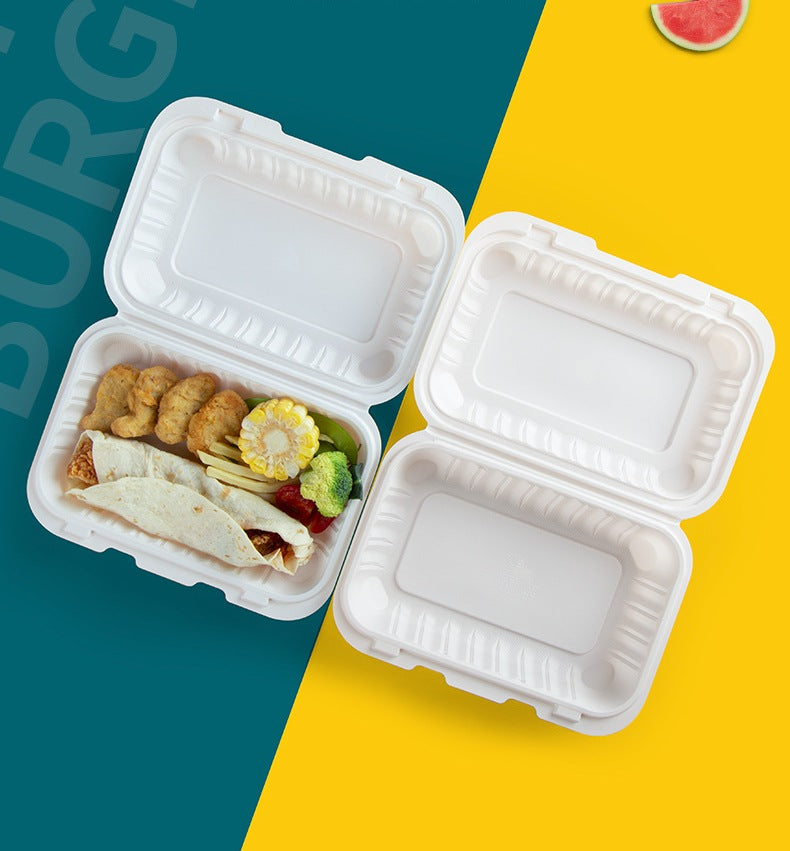 9" x 6" 1-Compartment White Plastic Hinged Take-Out Container – 150/Case