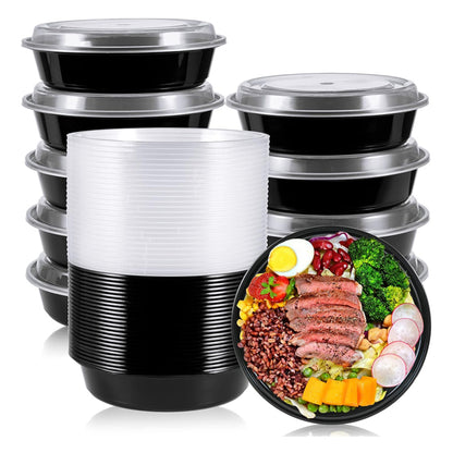 24 oz Round Plastic To-Go Food Containers with Lids – Microwave & Freezer Safe, 150/Case