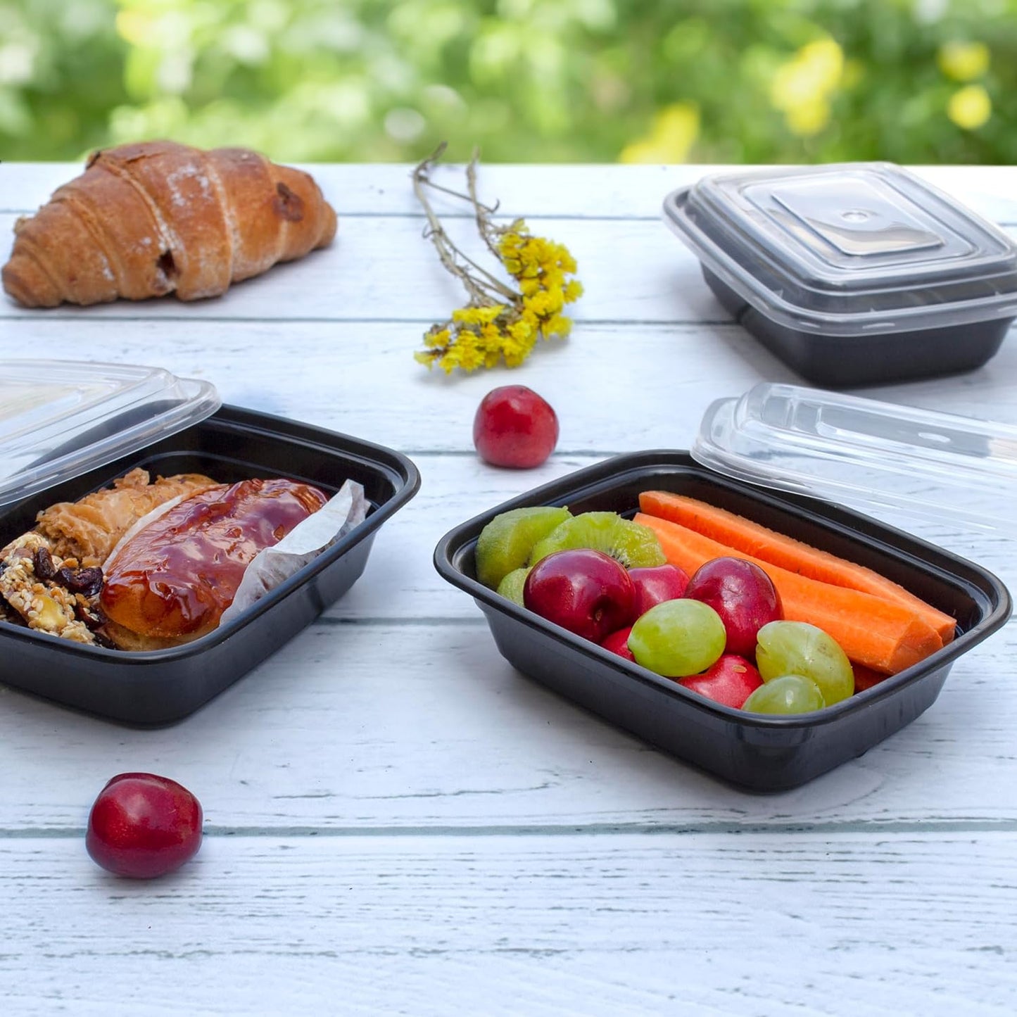 12 oz Black Rectangular PP Container w/ Lid — Microwavable, 150/Case