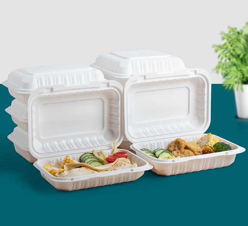 9" x 6" 1-Compartment White Plastic Hinged Take-Out Container – 150/Case