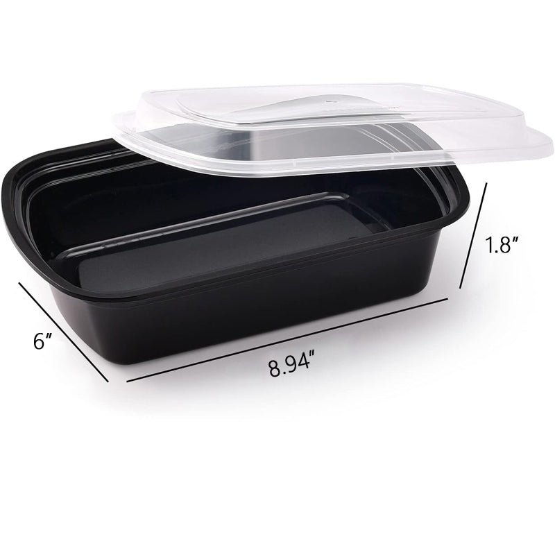 32 oz Rectangular Microwavable Meal Prep Food Containers with Lids – Reusable, Leak-Proof Take-Out & Catering Boxe