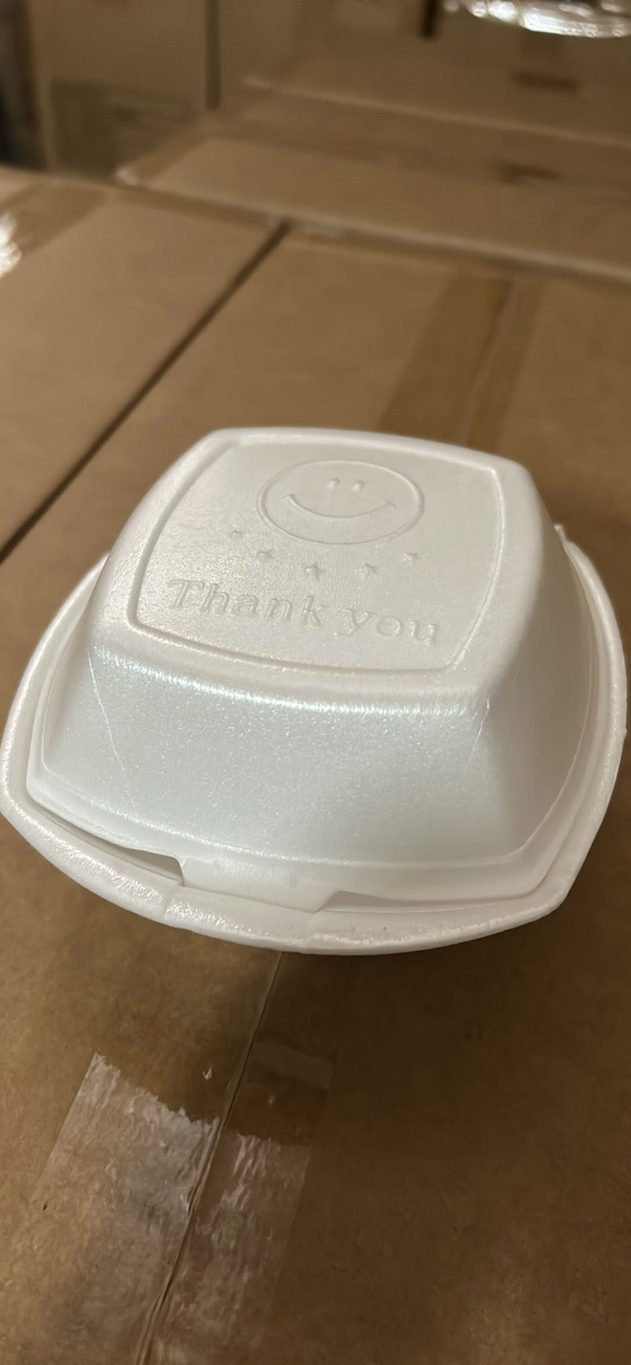 White Insulated Foam Hinged Lid Food Container –  4 ½" x 4 ½" x 2 ¾"  Take-Out Box