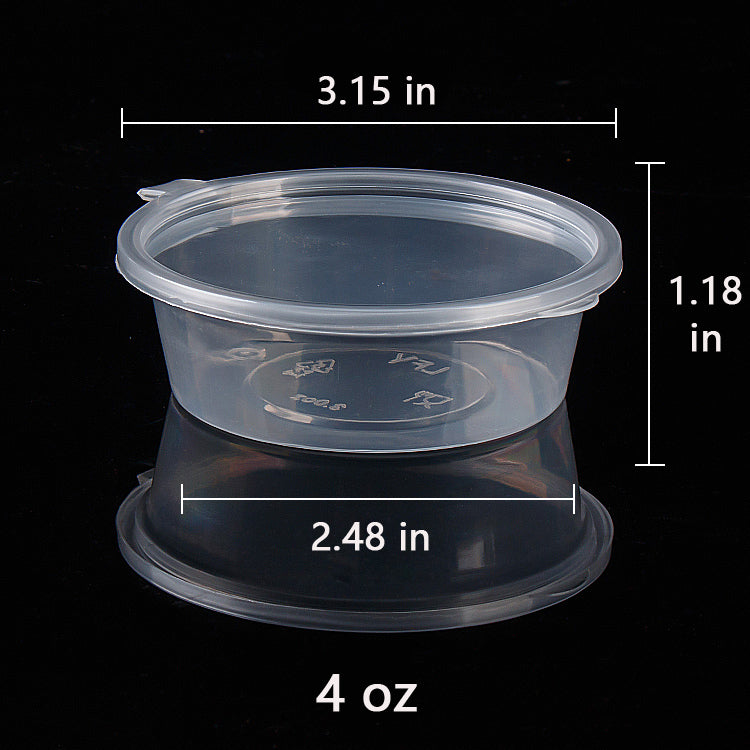 4oz Leak-Proof Portion Cups with Attached Hinged Lids — Souffle Condiment/Sample Containers-1,000/Case