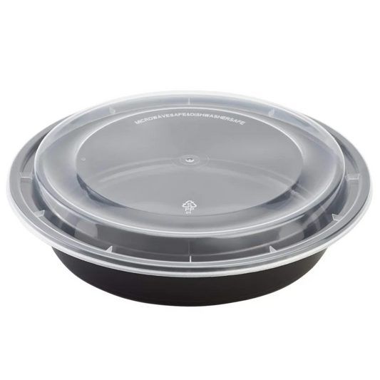 48 oz Round Microwavable Food Containers with Lids – Reusable BPA-Free Plastic Meal Prep Lunch Box, Large Size
