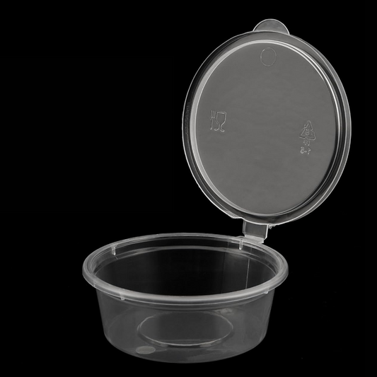 4oz Leak-Proof Portion Cups with Attached Hinged Lids — Souffle Condiment/Sample Containers-1,000/Case