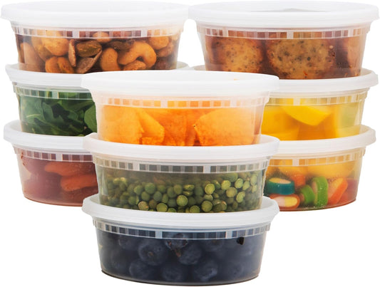 Heavy Duty 8 oz. Microwavable Plastic Deli Container and Lid Combo Pack - 240/Case