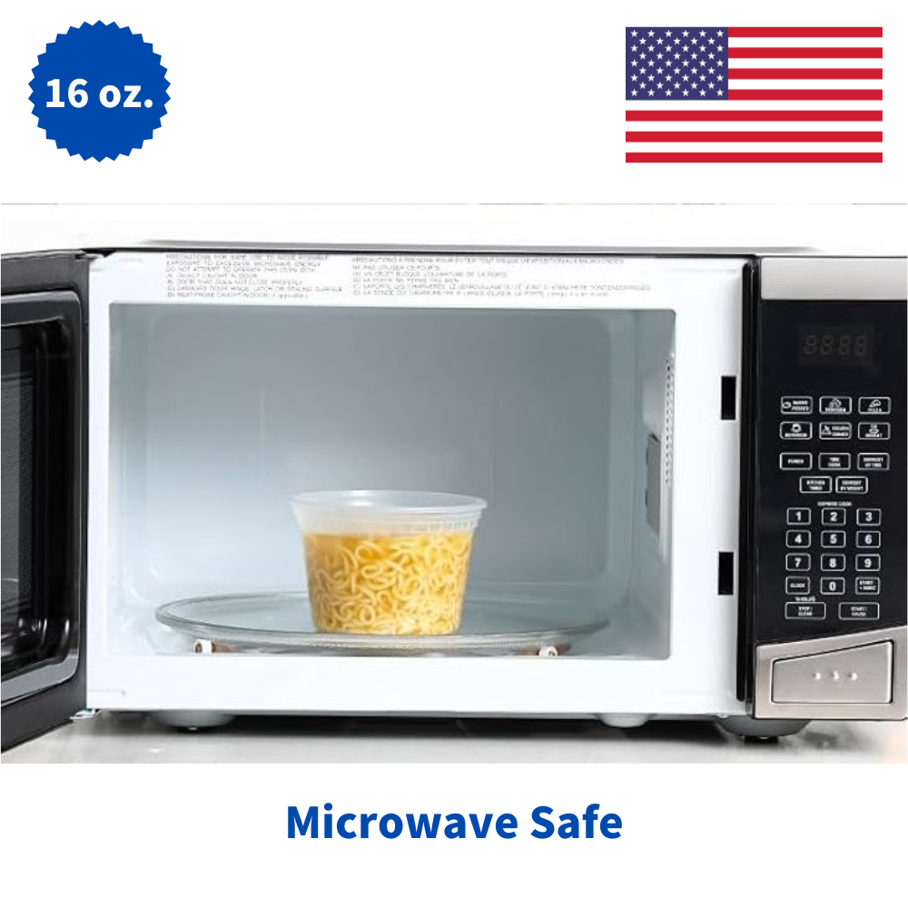 16 oz PP Plastic Deli Containers with Lids – Heavy-Duty, Leak-Proof, Microwavable Food Storage (240/Case)