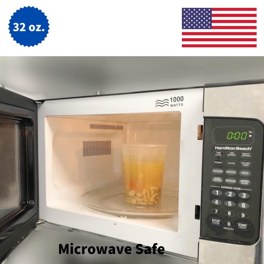 32 oz Heavy-Duty Microwavable Plastic Deli Containers with Lids – 240/Case