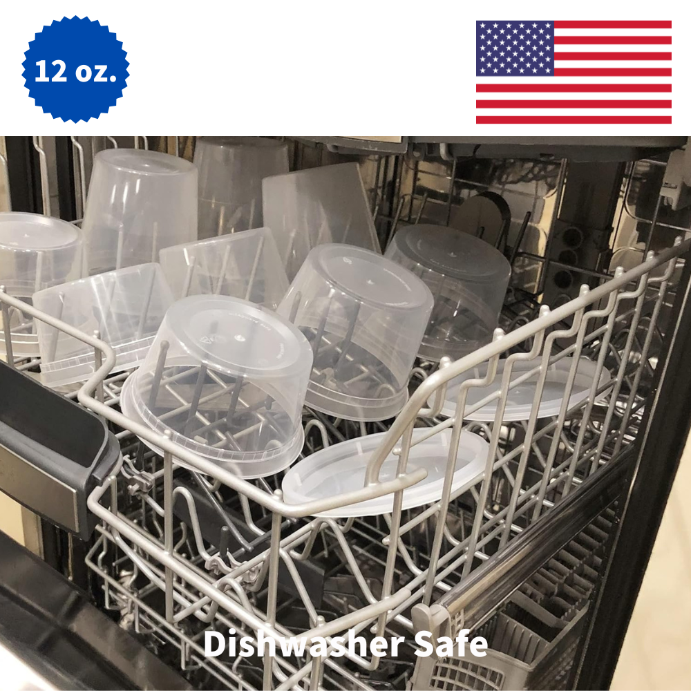 12 oz Microwavable Plastic Deli Food Storage Containers with Lids – Ideal for Soups, Sauces, Snacks – 240/Case