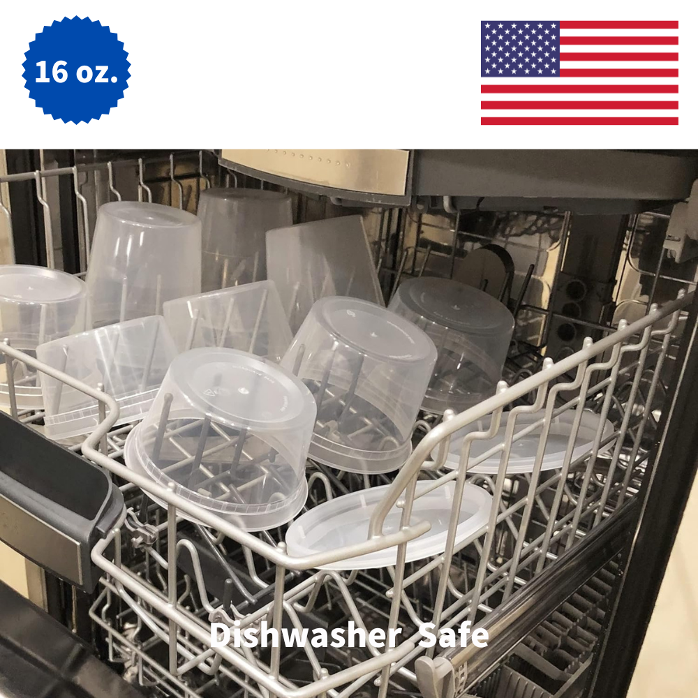 16 oz PP Plastic Deli Containers with Lids – Heavy-Duty, Leak-Proof, Microwavable Food Storage (240/Case)