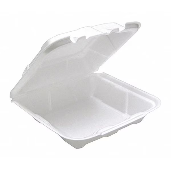 9x9x3" White Foam Hinged Take-Out Container with Lid, 1-Compartment – 200/Case