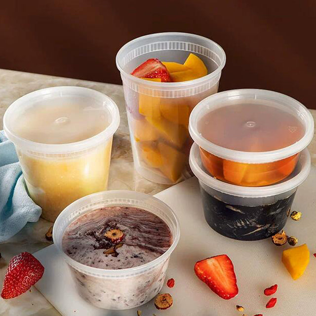 12 oz Microwavable Plastic Deli Food Storage Containers with Lids – Ideal for Soups, Sauces, Snacks – 240/Case
