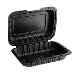 9x6" Black Mineral Hinged To-Go Containers | Bulk Wholesale
