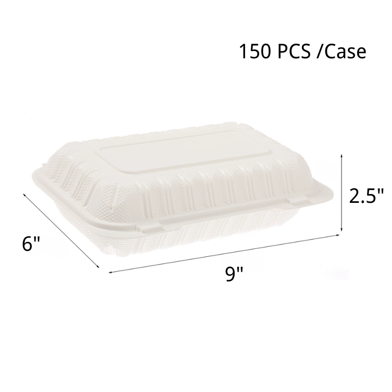 9x6" 1-Comp White Hinged Take-Out Containers by the Pallet