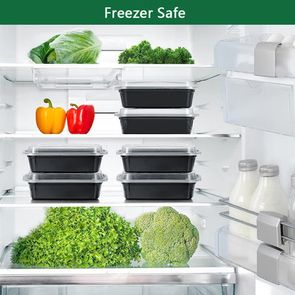 28 oz Rectangular Black Meal Prep Containers with Clear Lids – Microwave & Freezer Safe – 150/Case