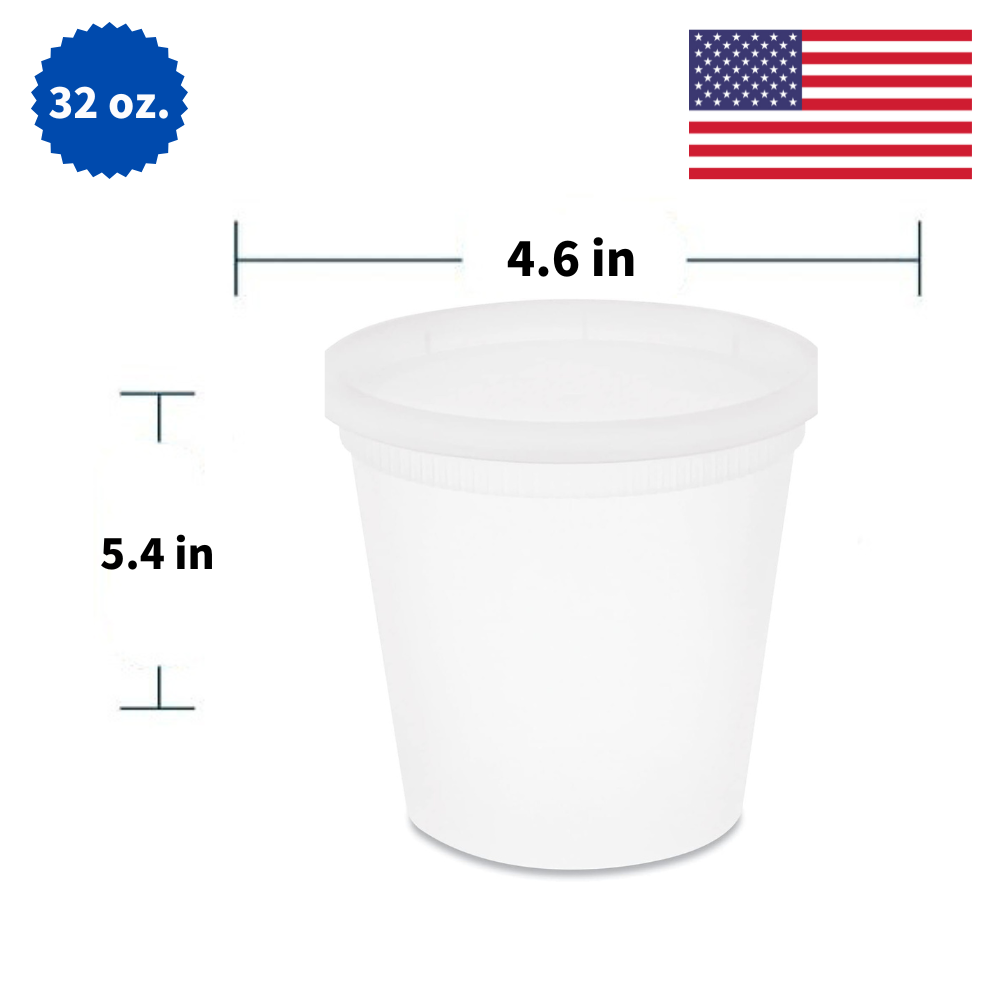 32 oz Heavy-Duty Microwavable Plastic Deli Containers with Lids – 240/Case