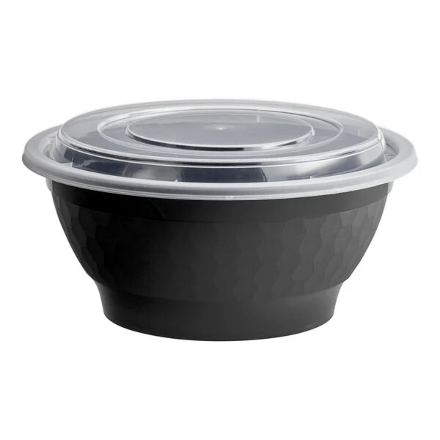 38 oz. Black Round Microwavable Heavy Weight Bowl with Lid - 150/Cas