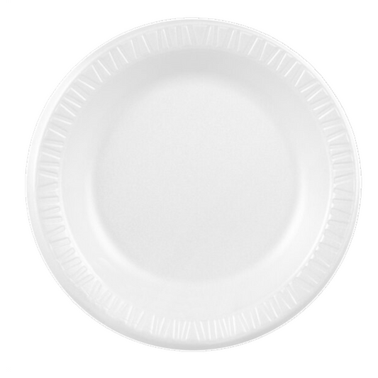 9" White Round Foam Plates – Non-Laminated Disposable Dinnerware, 500/Case, Restaurant Supply