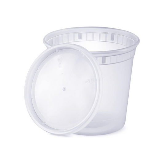 24 oz Heavy-Duty Microwavable Plastic Deli Containers with Lids – 240/Case