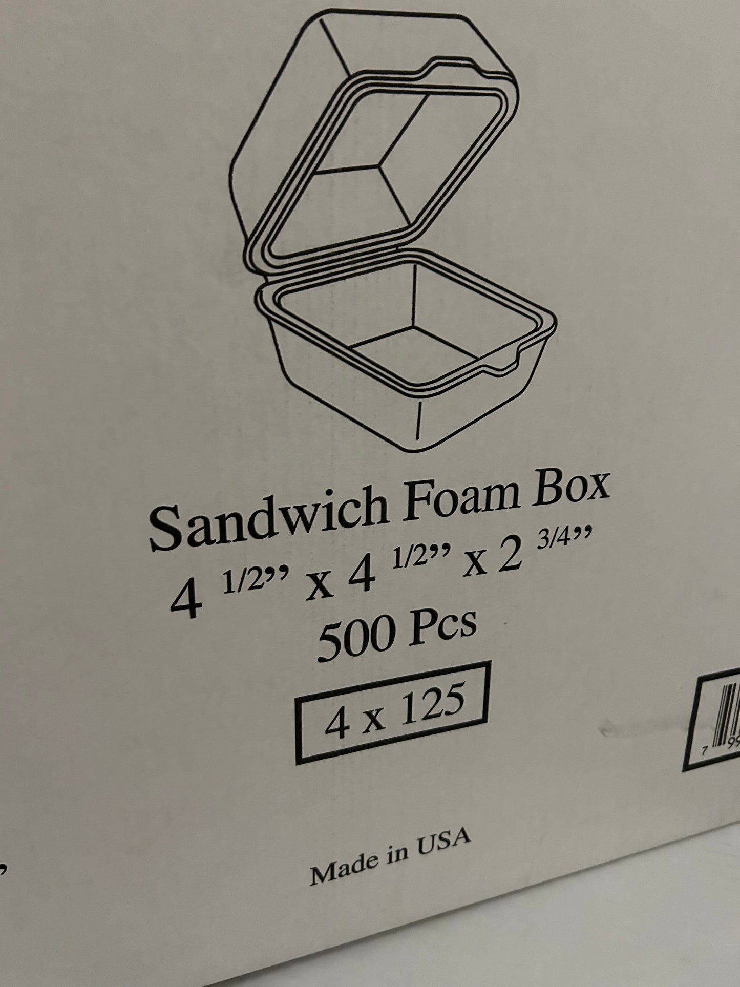 White Insulated Foam Hinged Lid Food Container –  4 ½" x 4 ½" x 2 ¾"  Take-Out Box
