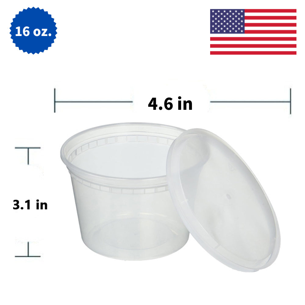 16 oz PP Plastic Deli Containers with Lids – Heavy-Duty, Leak-Proof, Microwavable Food Storage (240/Case)